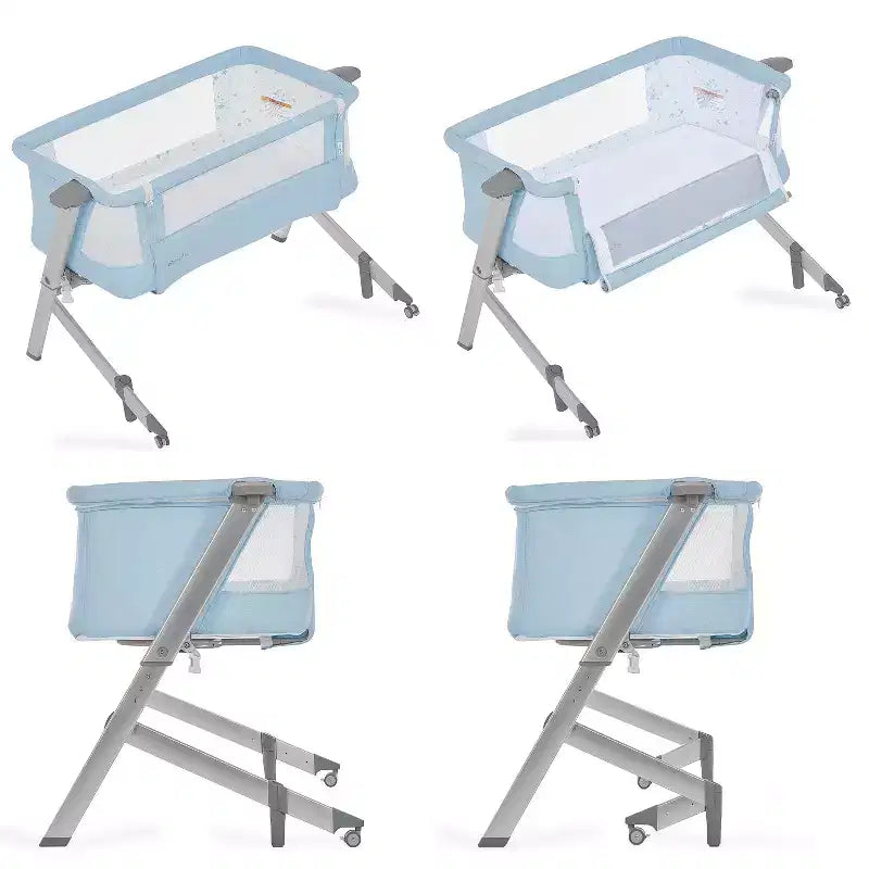 Moïse et Cododo Skylar – Bleu : Hauteur réglable, Pliable pour un transport facile, Cadre métallique