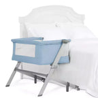 Moïse et Cododo Skylar – Bleu : Hauteur réglable, Pliable pour un transport facile, Cadre métallique