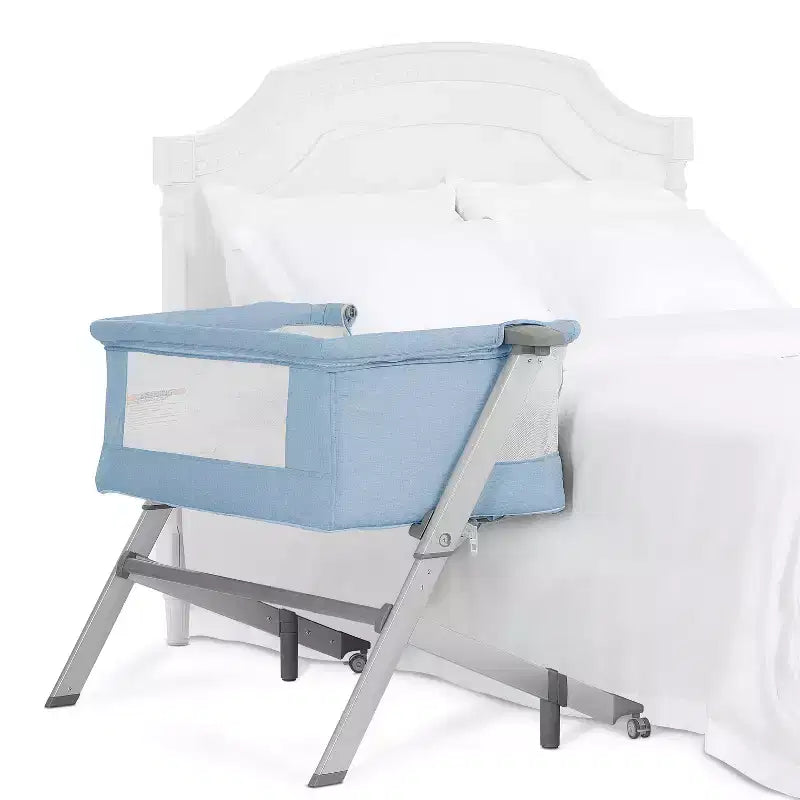 Moïse et Cododo Skylar – Bleu : Hauteur réglable, Pliable pour un transport facile, Cadre métallique