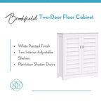 Meuble de rangement et d'organisation Brookfield à deux portes avec étagères réglables pour salle de bain et buanderie - Blanc