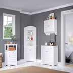 Meuble de rangement et d'organisation Brookfield à deux portes avec étagères réglables pour salle de bain et buanderie - Blanc