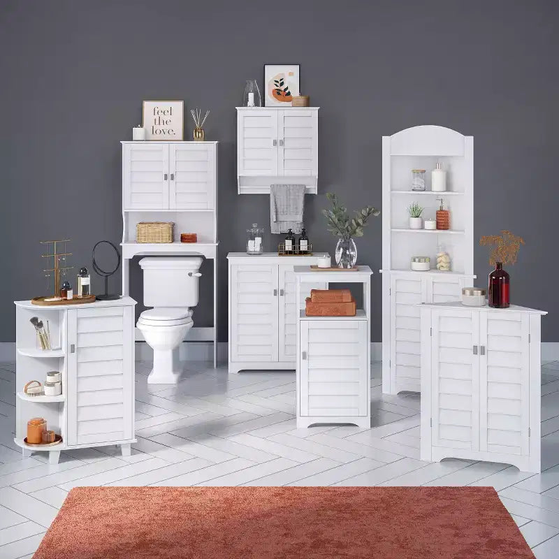 Meuble de rangement et d'organisation Brookfield à deux portes avec étagères réglables pour salle de bain et buanderie - Blanc
