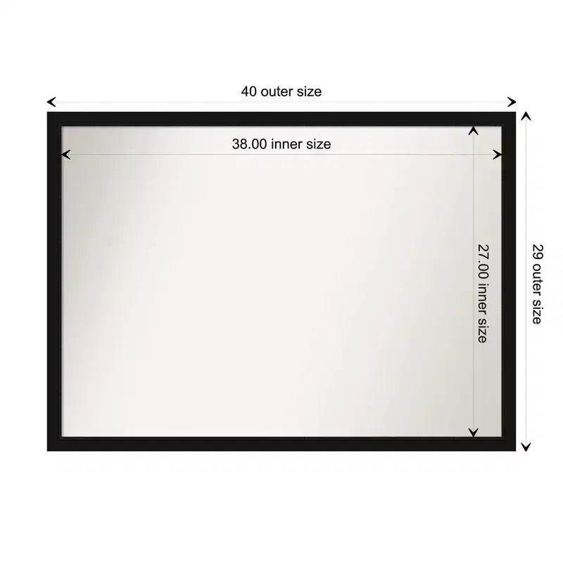 Miroir mural étroit noir Avon, non biseauté, 40" x 29"
