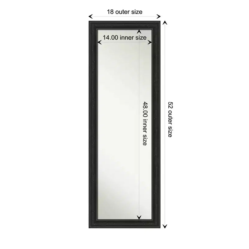 Miroir de porte étroit 18" x 52" noir naufrage sans biseau, pleine longueur