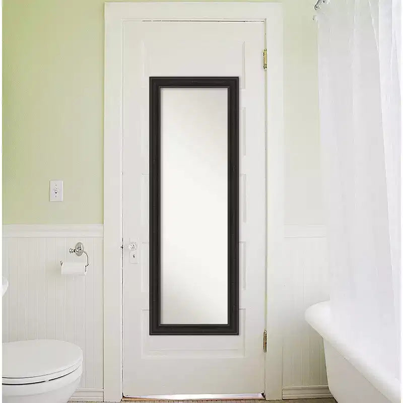 Miroir de porte étroit 18" x 52" noir naufrage sans biseau, pleine longueur