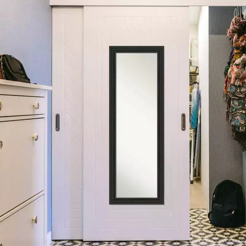 Miroir de porte étroit 18" x 52" noir naufrage sans biseau, pleine longueur