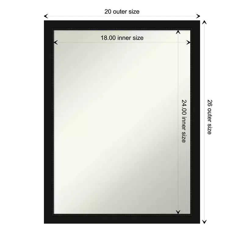 Miroir mural étroit noir Avon non biseauté de 20" x 26"
