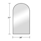 Miroir sur pied plein corps arqué de 39 po L x 71 po H, cadre métallique, grand miroir mural et miroir de sol en noir