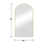 Miroir sur pied plein corps arqué de 39 po L x 71 po H, cadre métallique, grand miroir mural et miroir de sol en noir