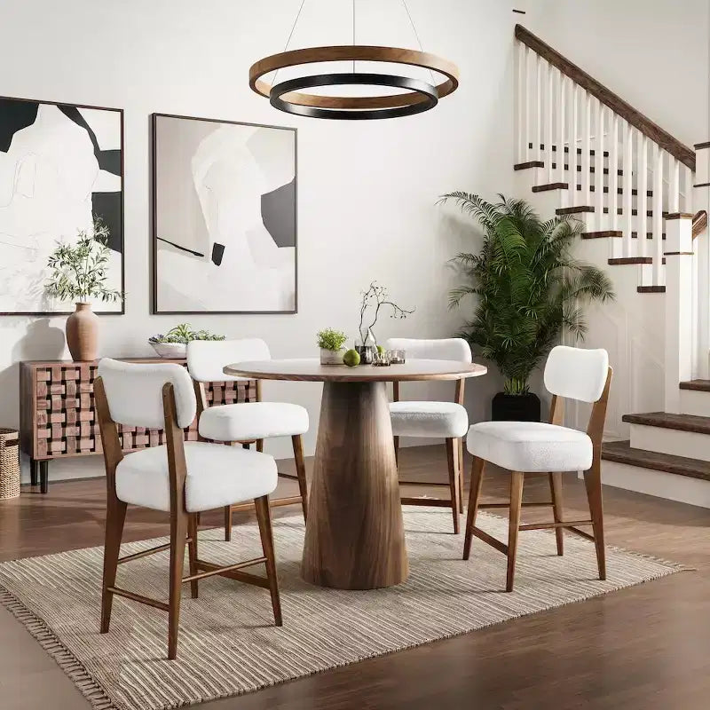 Tabouret de bar Wes mi-siècle moderne en bouclette (2 tabourets de bar)