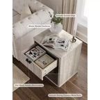 Table de chevet scandinave avec tiroirs encastrés, meuble de rangement, grande table de chevet moderne en bois de style Mid-Century