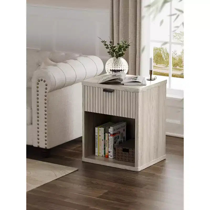 Table de chevet scandinave avec tiroirs encastrés, meuble de rangement, grande table de chevet moderne en bois de style Mid-Century
