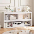 Étagère à Livres et Organisateur de Jouets à 2 Niveaux pour Enfants avec 5 Casiers et 1 Tiroir, Blanc pour Salle de Jeux/Chambre d'Enfants