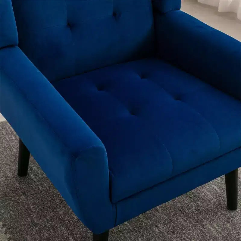 Fauteuil d'appoint moderne capitonné pour salon, fauteuil rembourré doux avec pieds en bois noir, ergonomique pour chambre à coucher