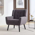 Fauteuil d'appoint moderne capitonné pour salon, fauteuil rembourré doux avec pieds en bois noir, ergonomique pour chambre à coucher