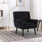 Fauteuil d'appoint moderne capitonné pour salon, fauteuil rembourré doux avec pieds en bois noir, ergonomique pour chambre à coucher