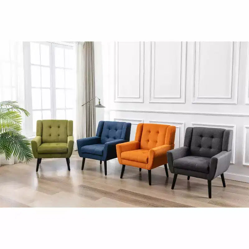 Fauteuil d'appoint moderne capitonné pour salon, fauteuil rembourré doux avec pieds en bois noir, ergonomique pour chambre à coucher