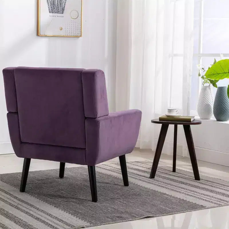 Fauteuil d'appoint moderne capitonné pour salon, fauteuil rembourré doux avec pieds en bois noir, ergonomique pour chambre à coucher