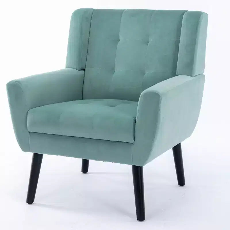 Fauteuil d'appoint moderne capitonné pour salon, fauteuil rembourré doux avec pieds en bois noir, ergonomique pour chambre à coucher