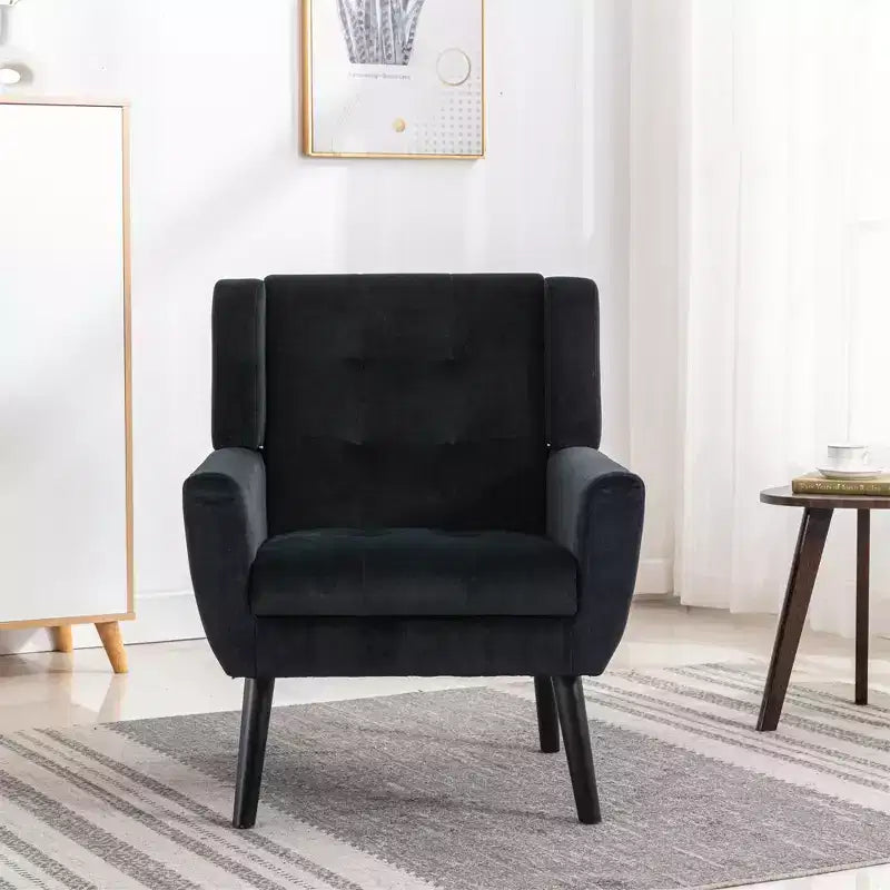 Fauteuil d'appoint moderne capitonné pour salon, fauteuil rembourré doux avec pieds en bois noir, ergonomique pour chambre à coucher