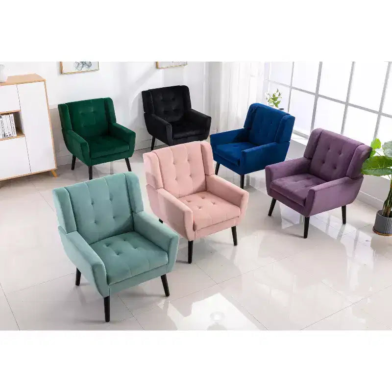 Fauteuil d'appoint moderne capitonné pour salon, fauteuil rembourré doux avec pieds en bois noir, ergonomique pour chambre à coucher