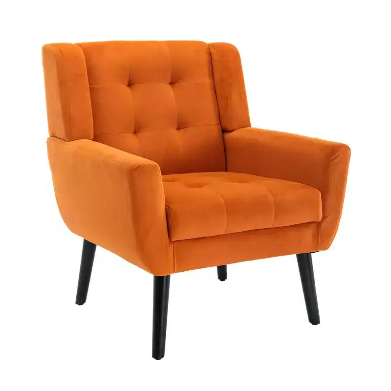 Fauteuil d'appoint moderne capitonné pour salon, fauteuil rembourré doux avec pieds en bois noir, ergonomique pour chambre à coucher