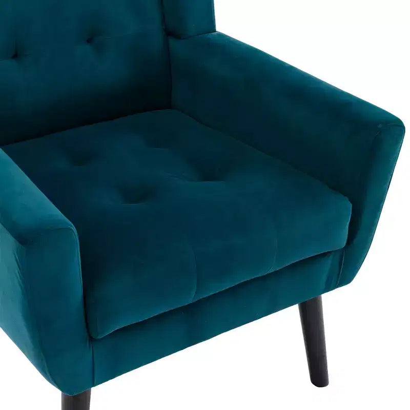 Fauteuil d'appoint moderne capitonné pour salon, fauteuil rembourré doux avec pieds en bois noir, ergonomique pour chambre à coucher