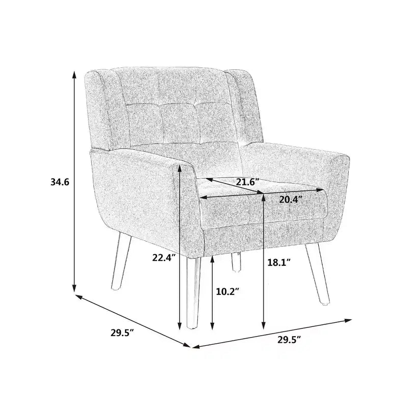 Fauteuil d'appoint moderne capitonné pour salon, fauteuil rembourré doux avec pieds en bois noir, ergonomique pour chambre à coucher
