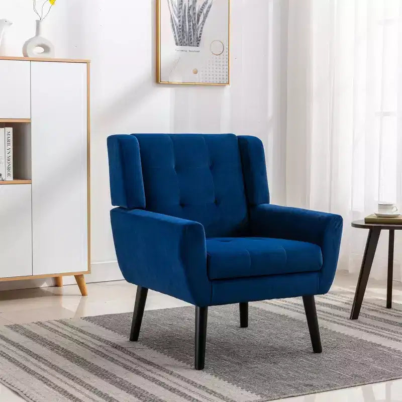 Fauteuil d'appoint moderne capitonné pour salon, fauteuil rembourré doux avec pieds en bois noir, ergonomique pour chambre à coucher
