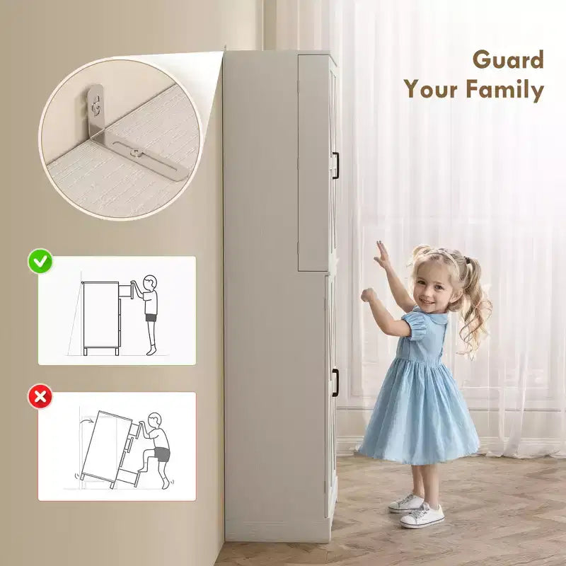 Meuble de cuisine de 72 po pour garde-manger de style ferme, grande armoire de rangement avec 4 portes de grange, 4 étagères réglables, 8 étagères de porte