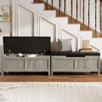 Banc de rangement de 100 cm avec siège rembourré, coffre de rangement en bois avec 2 charnières de sécurité pour entrée, salon, chambre à coucher, montage facile