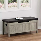 Banc de rangement de 100 cm avec siège rembourré, coffre de rangement en bois avec 2 charnières de sécurité pour entrée, salon, chambre à coucher, montage facile