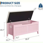 Banc de rangement de 100 cm avec siège rembourré, coffre de rangement en bois avec 2 charnières de sécurité pour entrée, salon, chambre à coucher, montage facile