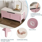 Banc de rangement de 100 cm avec siège rembourré, coffre de rangement en bois avec 2 charnières de sécurité pour entrée, salon, chambre à coucher, montage facile