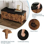 Banc de rangement de 100 cm avec siège rembourré, coffre de rangement en bois avec 2 charnières de sécurité pour entrée, salon, chambre à coucher, montage facile