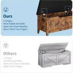 Banc de rangement de 100 cm avec siège rembourré, coffre de rangement en bois avec 2 charnières de sécurité pour entrée, salon, chambre à coucher, montage facile