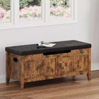 Banc de rangement de 100 cm avec siège rembourré, coffre de rangement en bois avec 2 charnières de sécurité pour entrée, salon, chambre à coucher, montage facile