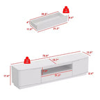 Meuble TV Blanc Brillant à Angles Arrondis - Meuble Console Multimédia Moderne pour Salon