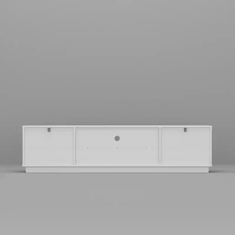 Meuble TV Blanc Brillant à Angles Arrondis - Meuble Console Multimédia Moderne pour Salon