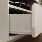 Meuble TV Blanc Brillant à Angles Arrondis - Meuble Console Multimédia Moderne pour Salon