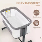 Moïse bébé sur roulettes, Lit de chevet portable pour nouveau-né, Berceau pour nourrisson entièrement en maille avec matelas souple amovible