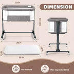 Moïse bébé sur roulettes, Lit de chevet portable pour nouveau-né, Berceau pour nourrisson entièrement en maille avec matelas souple amovible