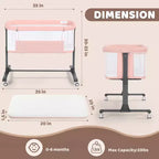 Moïse bébé sur roulettes, Lit de chevet portable pour nouveau-né, Berceau pour nourrisson entièrement en maille avec matelas souple amovible