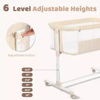 Moïse bébé sur roulettes, Lit de chevet portable pour nouveau-né, Berceau pour nourrisson entièrement en maille avec matelas souple amovible