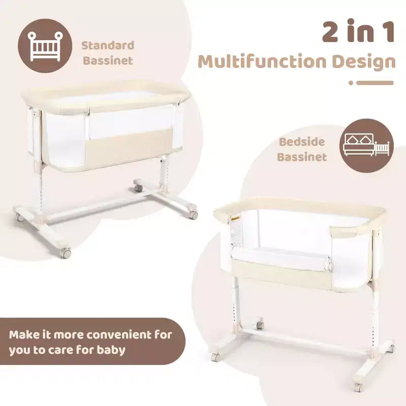 Moïse bébé sur roulettes, Lit de chevet portable pour nouveau-né, Berceau pour nourrisson entièrement en maille avec matelas souple amovible