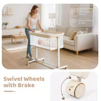 Moïse bébé sur roulettes, Lit de chevet portable pour nouveau-né, Berceau pour nourrisson entièrement en maille avec matelas souple amovible