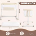 Moïse bébé sur roulettes, Lit de chevet portable pour nouveau-né, Berceau pour nourrisson entièrement en maille avec matelas souple amovible