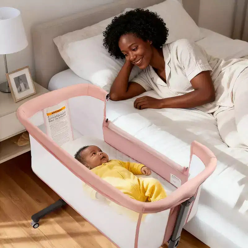 Moïse bébé sur roulettes, Lit de chevet portable pour nouveau-né, Berceau pour nourrisson entièrement en maille avec matelas souple amovible