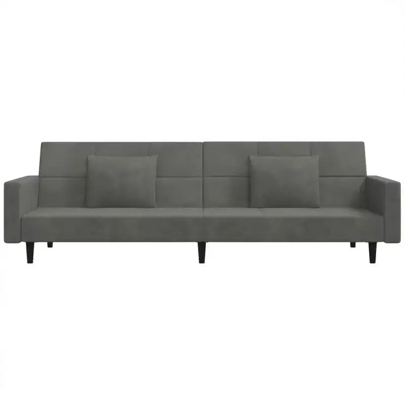 Canapé-lit 2 places en velours gris foncé - Causeuse convertible/Lit jumeau avec cadre en bois pour salon, studio, bureau à domicile