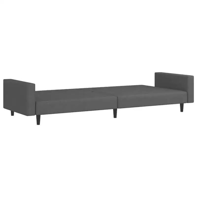 Canapé-lit 2 places en velours gris foncé - Causeuse convertible/Lit jumeau avec cadre en bois pour salon, studio, bureau à domicile